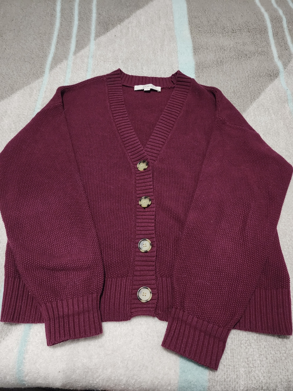Women's Burgundy Button-Front Knit Cardigan Sweater